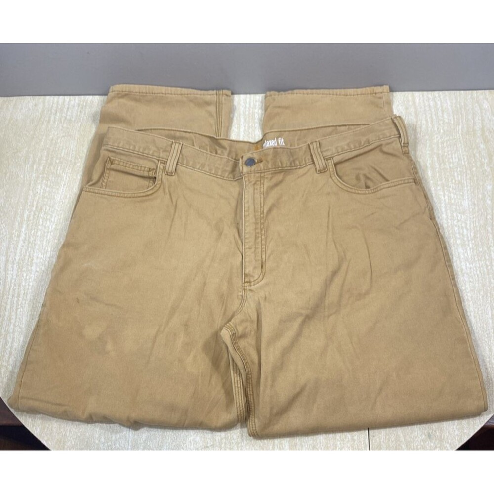 Carhartt Rugged Flex Pants Size 42x32 Brown Rigby Canvas Relaxed Fit  Work